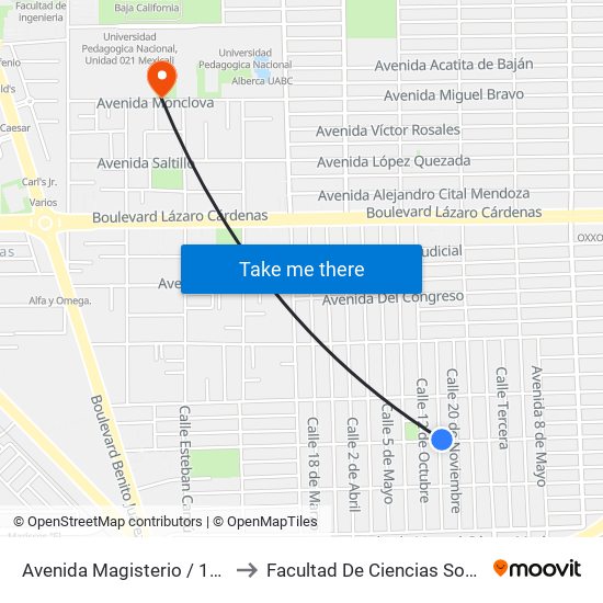 Avenida Magisterio / 11 De Noviembre to Facultad De Ciencias Sociales Y Politicas map