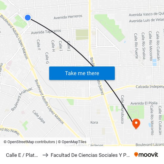 Calle E / Plateros to Facultad De Ciencias Sociales Y Politicas map