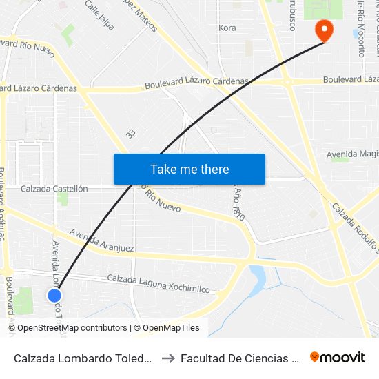 Calzada Lombardo Toledano / Basquetbolistas to Facultad De Ciencias Sociales Y Politicas map