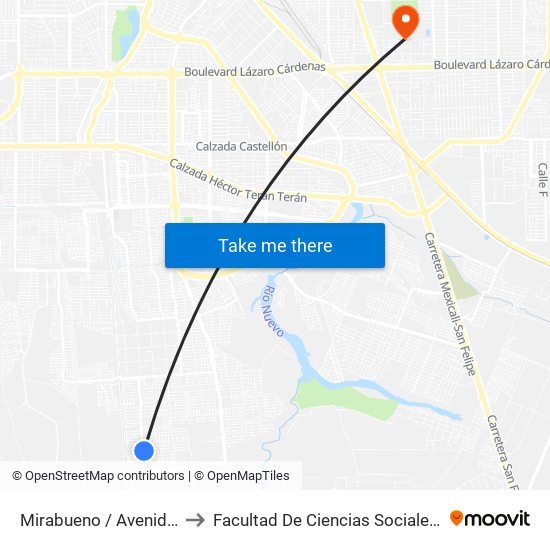 Mirabueno / Avenida Grañen to Facultad De Ciencias Sociales Y Politicas map