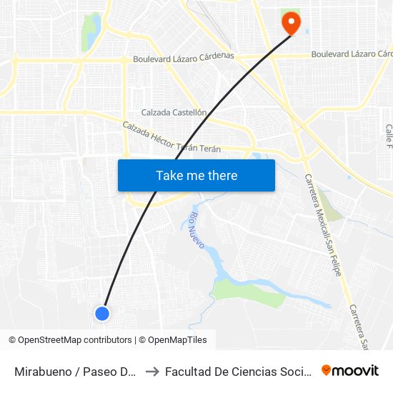 Mirabueno / Paseo Del Centenario to Facultad De Ciencias Sociales Y Politicas map