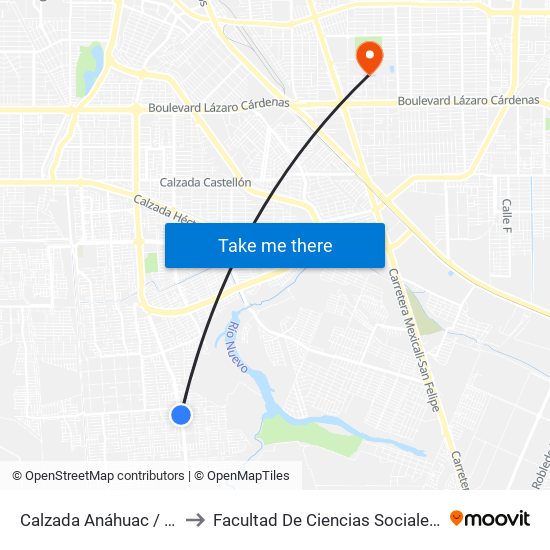 Calzada Anáhuac / Briviesca to Facultad De Ciencias Sociales Y Politicas map