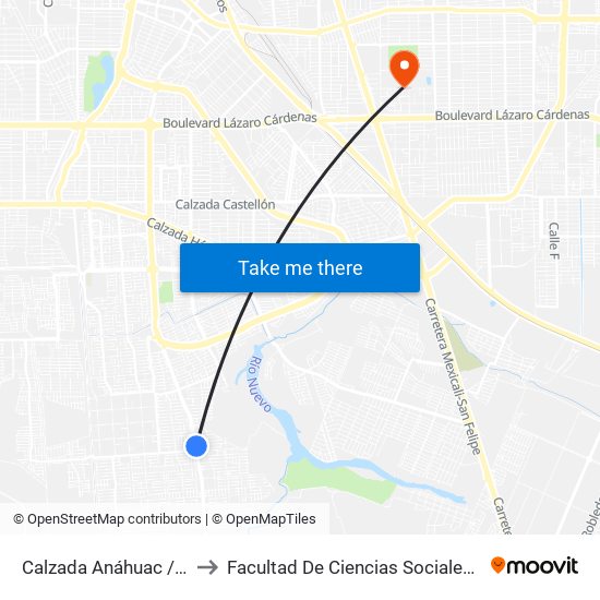 Calzada Anáhuac / Fonelas to Facultad De Ciencias Sociales Y Politicas map