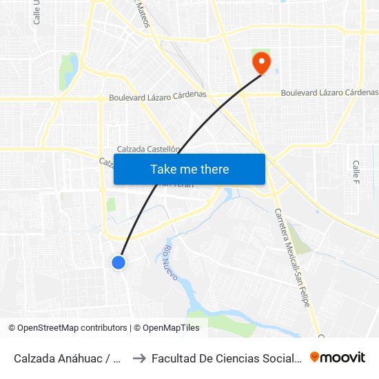 Calzada Anáhuac / Montedoro to Facultad De Ciencias Sociales Y Politicas map