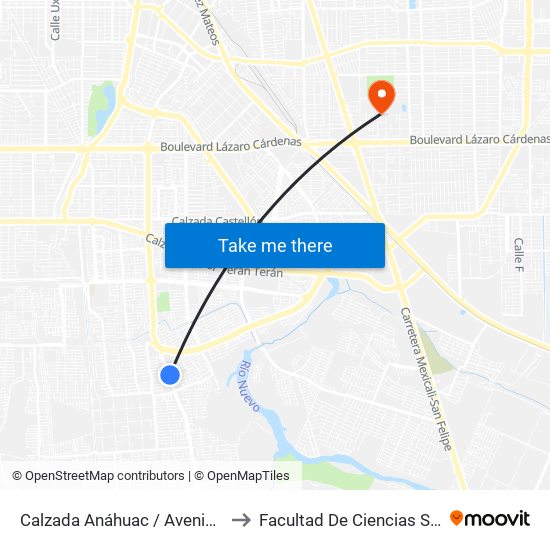 Calzada Anáhuac / Avenida Montes De Toledo to Facultad De Ciencias Sociales Y Politicas map