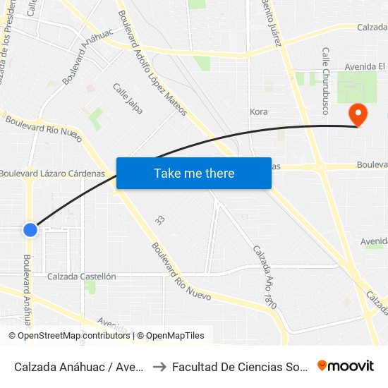 Calzada Anáhuac / Avenida Pontevedra to Facultad De Ciencias Sociales Y Politicas map