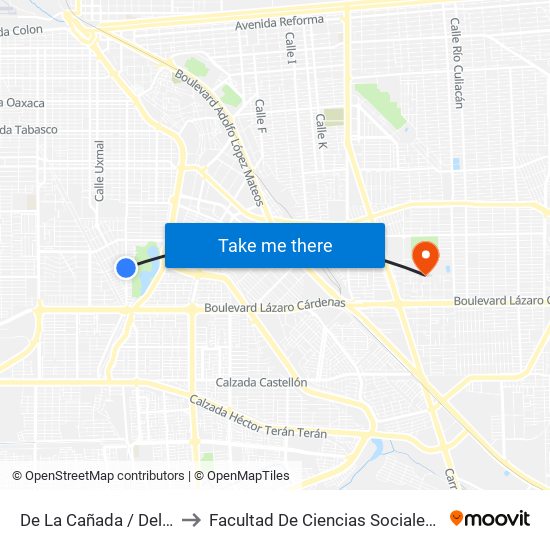 De La Cañada / Del Arcoiris to Facultad De Ciencias Sociales Y Politicas map