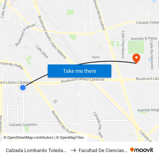 Calzada Lombardo Toledano / Avenida Crisantemos to Facultad De Ciencias Sociales Y Politicas map