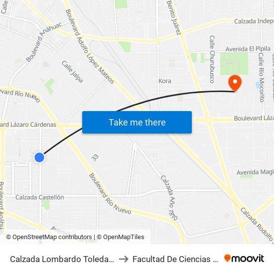 Calzada Lombardo Toledano / Donaciano Iñiguez to Facultad De Ciencias Sociales Y Politicas map