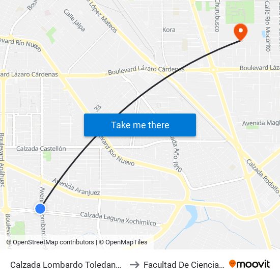 Calzada Lombardo Toledano / Calzada Laguna Xochimilco to Facultad De Ciencias Sociales Y Politicas map