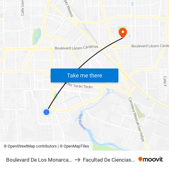 Boulevard De Los Monarcas / Avenida Puerto Llano to Facultad De Ciencias Sociales Y Politicas map