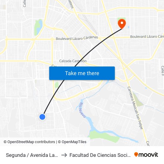 Segunda / Avenida Lago Pátzcuaro to Facultad De Ciencias Sociales Y Politicas map