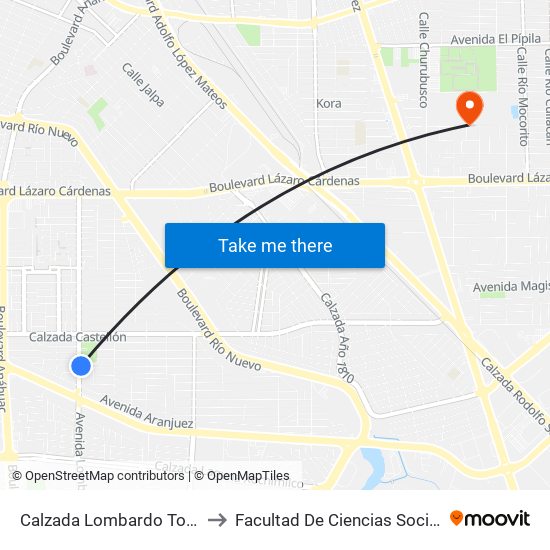 Calzada Lombardo Toledano / Jaén to Facultad De Ciencias Sociales Y Politicas map