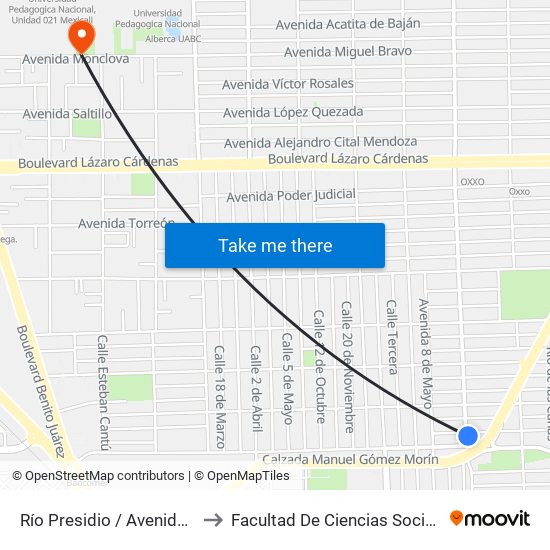 Río Presidio / Avenida 23 De Junio to Facultad De Ciencias Sociales Y Politicas map