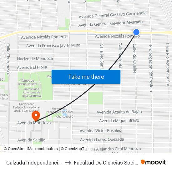 Calzada Independencia / Río Quelite to Facultad De Ciencias Sociales Y Politicas map