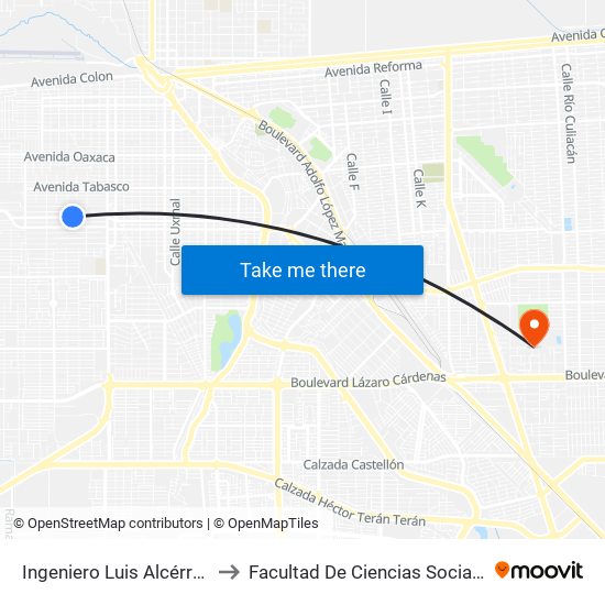 Ingeniero Luis Alcérrega / Rocha to Facultad De Ciencias Sociales Y Politicas map