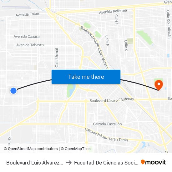 Boulevard Luis Álvarez / Universidad to Facultad De Ciencias Sociales Y Politicas map