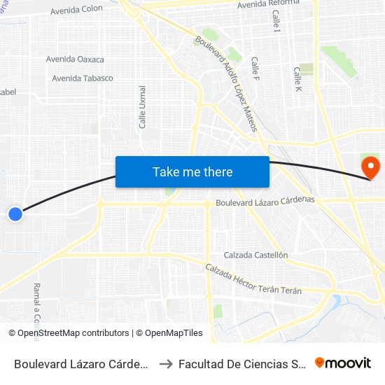 Boulevard Lázaro Cárdenas / Río Amazonas to Facultad De Ciencias Sociales Y Politicas map