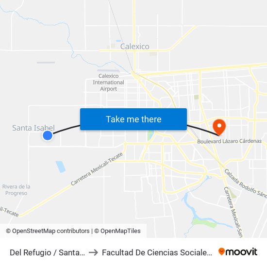 Del Refugio / Santa Dolores to Facultad De Ciencias Sociales Y Politicas map