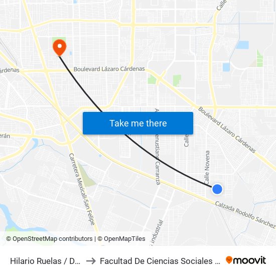Hilario Ruelas / Doceava to Facultad De Ciencias Sociales Y Politicas map
