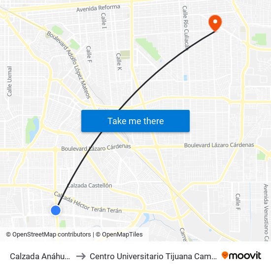 Calzada Anáhuac, 398 to Centro Universitario Tijuana Campus Mexicali map