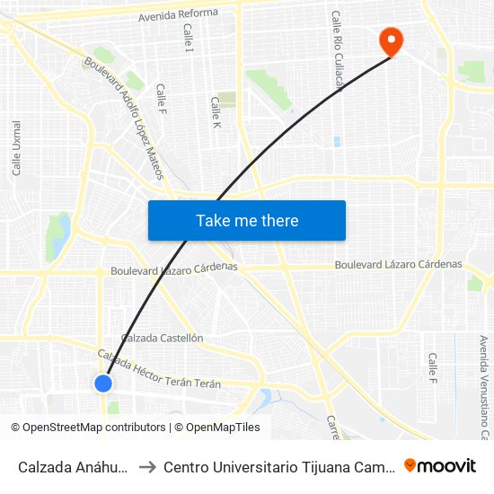 Calzada Anáhuac, 398 to Centro Universitario Tijuana Campus Mexicali map