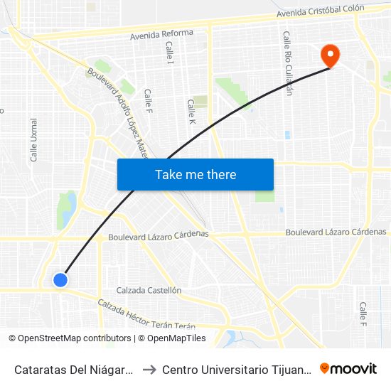 Cataratas Del Niágara / Isla Córcega to Centro Universitario Tijuana Campus Mexicali map
