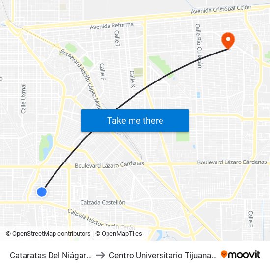 Cataratas Del Niágara / Isla Chipre to Centro Universitario Tijuana Campus Mexicali map