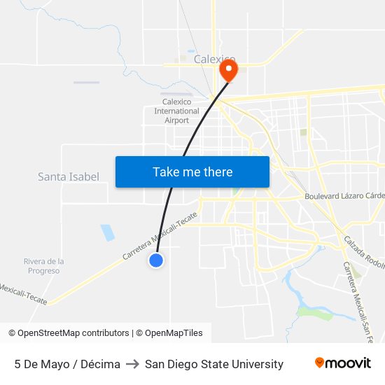 5 De Mayo / Décima to San Diego State University map