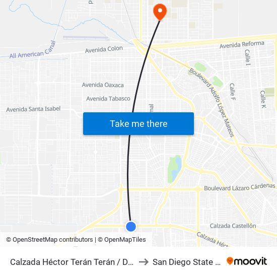 Calzada Héctor Terán Terán / De Los Generales to San Diego State University map