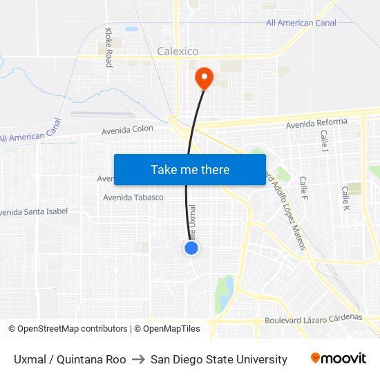 Uxmal / Quintana Roo to San Diego State University map