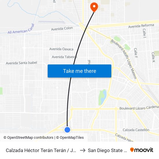 Calzada Héctor Terán Terán / Juan Pablo Anaya to San Diego State University map