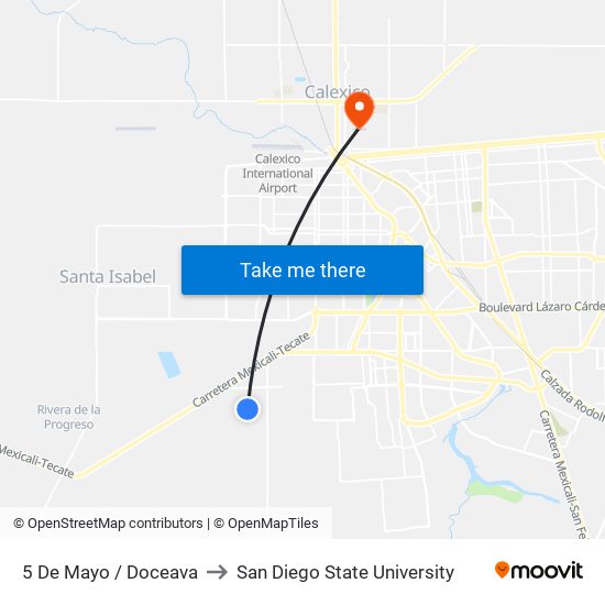 5 De Mayo / Doceava to San Diego State University map