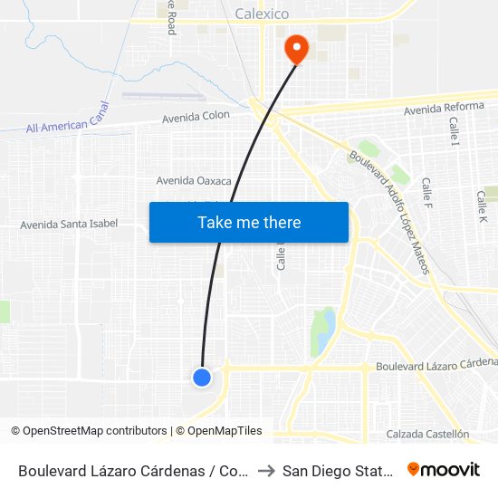Boulevard Lázaro Cárdenas / Continente Americano to San Diego State University map