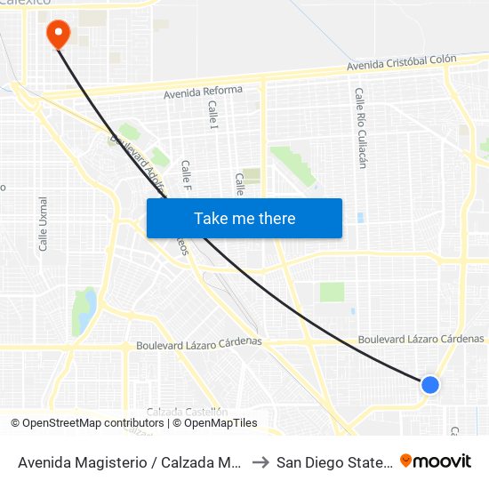 Avenida Magisterio / Calzada Manuel Gómez Morín to San Diego State University map