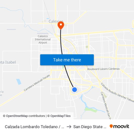 Calzada Lombardo Toledano / Juventud 2000 to San Diego State University map