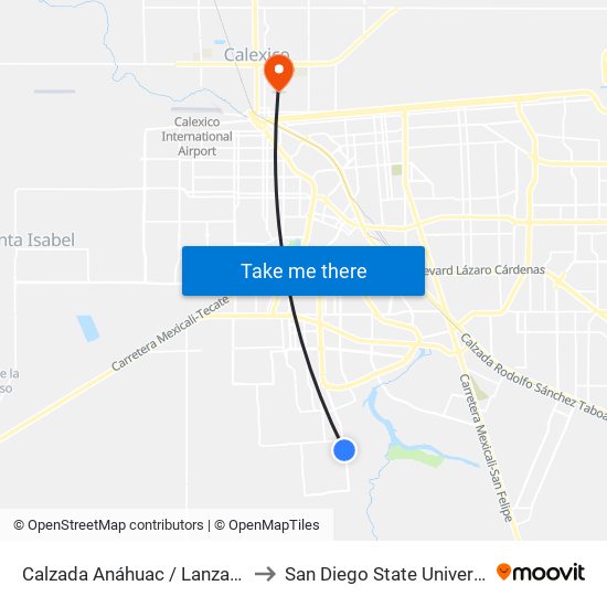 Calzada Anáhuac / Lanzarote to San Diego State University map