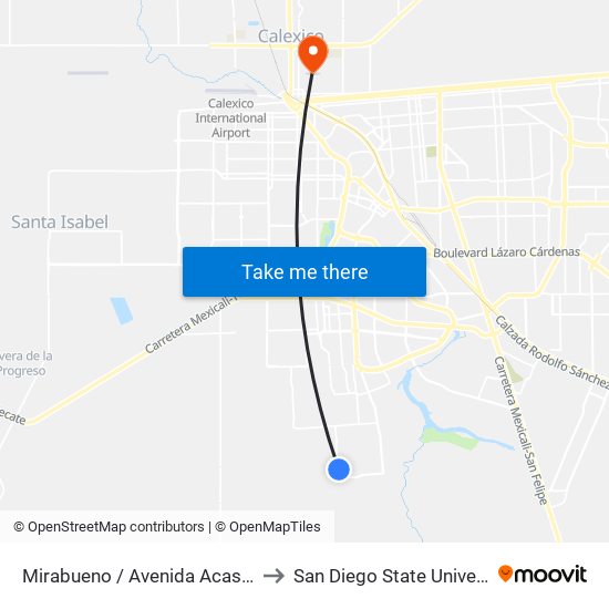 Mirabueno / Avenida Acassuso to San Diego State University map
