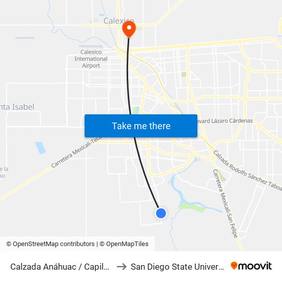 Calzada Anáhuac / Capileiro to San Diego State University map