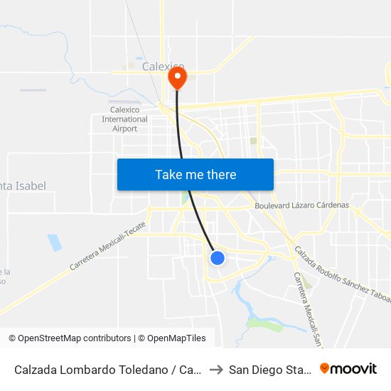 Calzada Lombardo Toledano / Calzada Laguna Xochimilco to San Diego State University map