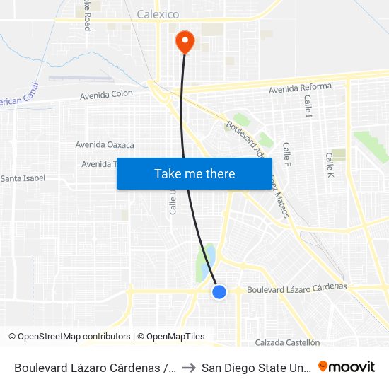 Boulevard Lázaro Cárdenas / Bal-Cach to San Diego State University map