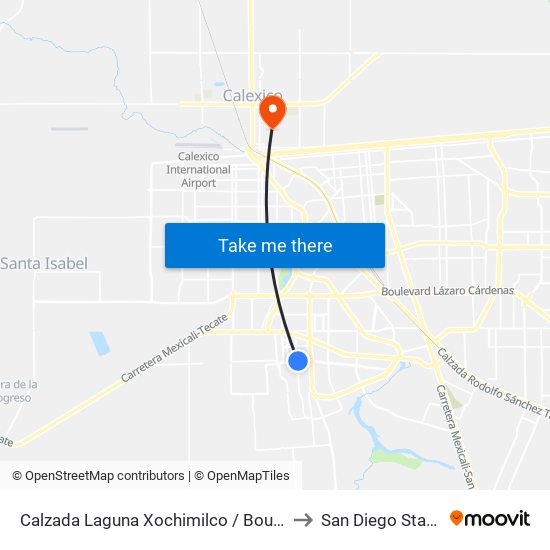 Calzada Laguna Xochimilco / Boulevard De Los Monarcas to San Diego State University map