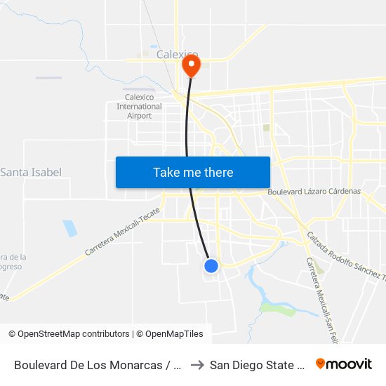 Boulevard De Los Monarcas / Avenida Pravia to San Diego State University map