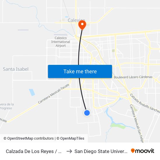 Calzada De Los Reyes / Utiel to San Diego State University map