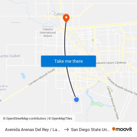 Avenida Arenas Del Rey / Lago Cuitzeo to San Diego State University map