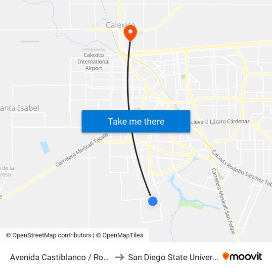 Avenida Castiblanco / Roncal to San Diego State University map