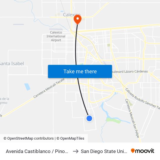 Avenida Castiblanco / Pinos Puente to San Diego State University map