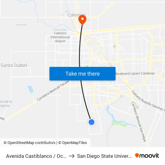 Avenida Castiblanco / Ocaña to San Diego State University map