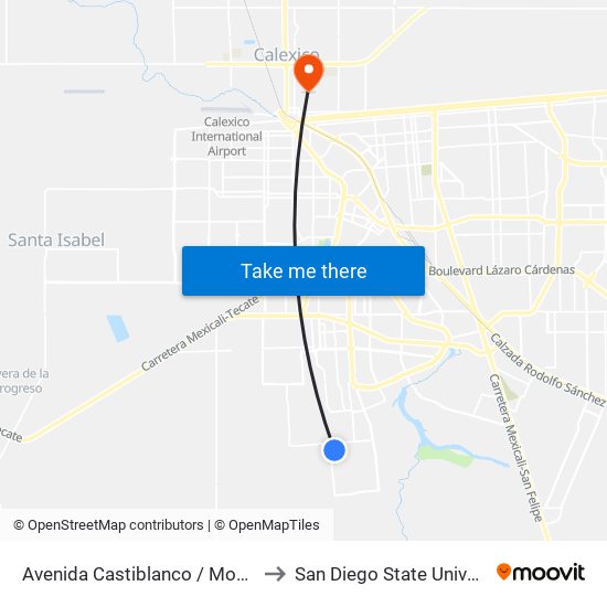 Avenida Castiblanco / Monforte to San Diego State University map