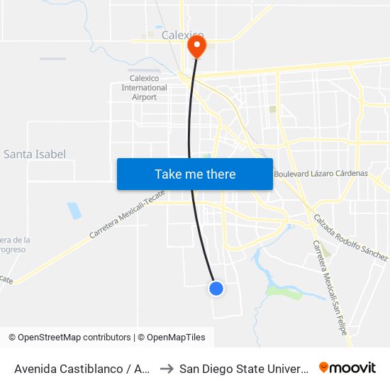 Avenida Castiblanco / Anso to San Diego State University map